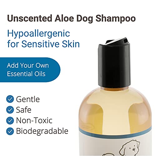 4-Legger Certified Organic Hypoallergenic All Natural Aloe Dog Shampoo - Unscented - Gentle Moisturizing - Conditioning for Soothing Relief of Dry, Itchy, Sensitive Allergy Skin - Made in USA - 16 oz