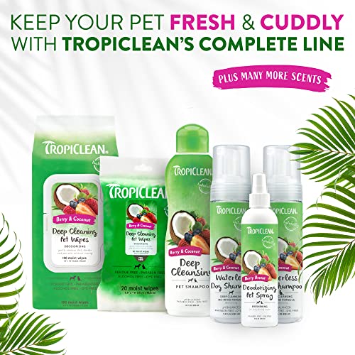 TropiClean Berry & Coconut Deep Cleansing Shampoo for Pets, 20oz - Effective Cleansing for Smelly Dogs and Cats, Made in the USA