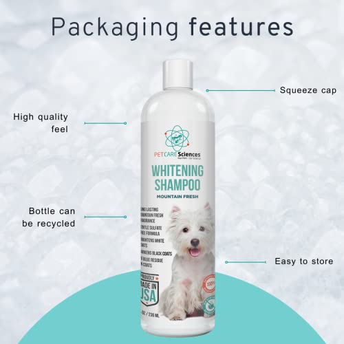 Dog Whitening Shampoo, Gentle Sulfate Free Formula, Brightens White and Darkens Black Coats, Dog Shampoo Proudly Made In The USA