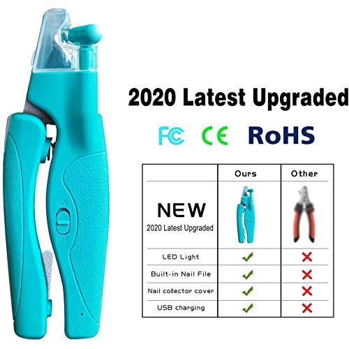 Yoopet Cat&Dog Nail Clippers with LED Lights, Pet Nail Trimmer with Nail File Professional Dog Nail Grinder with Safety Guard Nail File Claw Grooming Kit for Trimming Dogs Cats Birds Reptiles