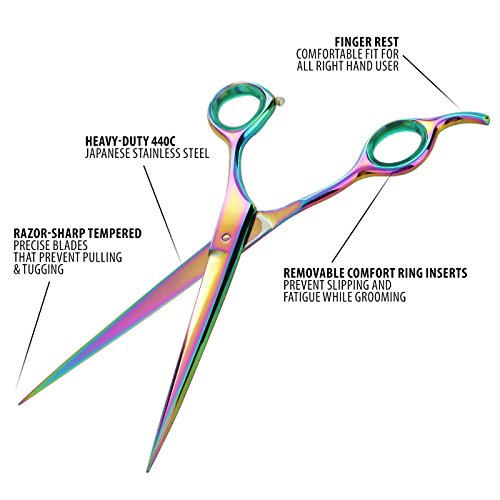 Sharf Rainbow 8.5 Inch Dog Trimming Scissors for Grooming - Effortless Grooming Performance - Durable Blades for Flawless Results - Professional and Beautiful Dog Cutting Scissors for Grooming
