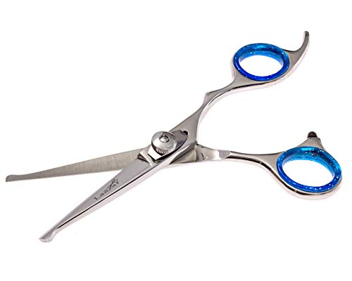 Laazar Pro Dog Grooming Scissors, Straight Pet Grooming Shears, with Safety Round Tip, Ball Point for Easy and Safe use. | Premium Sharp Long Lasting Professional Hair Trimming Scissors (5.5 Inches)