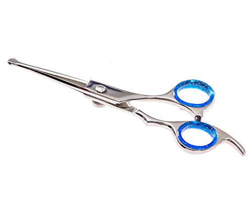 Laazar Pro Dog Grooming Scissors, Straight Pet Grooming Shears, with Safety Round Tip, Ball Point for Easy and Safe use. | Premium Sharp Long Lasting Professional Hair Trimming Scissors (5.5 Inches)