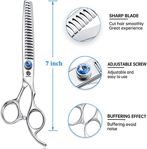 6.5" Professional Silver Pet Grooming Scissors, Dog Chunker Shears, Dog Thinning Scissor, Puppy Grooming Tools with Bag