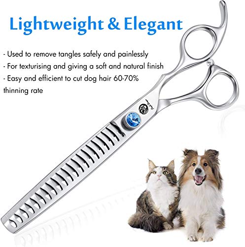6.5" Professional Silver Pet Grooming Scissors, Dog Chunker Shears, Dog Thinning Scissor, Puppy Grooming Tools with Bag