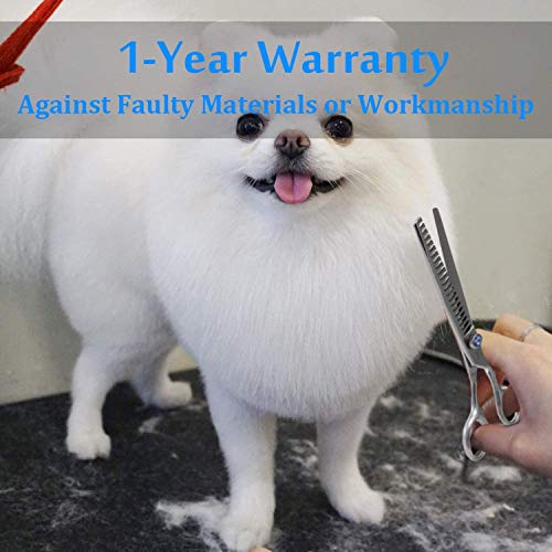 6.5" Professional Silver Pet Grooming Scissors, Dog Chunker Shears, Dog Thinning Scissor, Puppy Grooming Tools with Bag