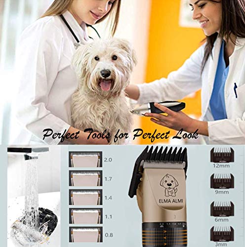 ELMA ALMI Dog Clippers for Grooming - Dog Grooming Clippers, Dog Clippers Low Noise Pet Clippers Rechargeable, Dog Grooming Kit, Dog Trimmers Clippers Professional
