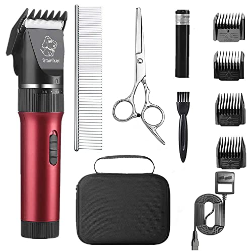 Bojafa Dog Grooming Clippers Kit Cordless Professional Low Noise Quiet Pet Clippers Rechargeable for Dogs Cats Hair Clippers Shaver Dogs Grooming Kit Set