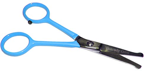 Tiny Trim - Ball-Tipped Small Pet Grooming Scissor - 4.5" Ear, Nose, Face, Paw - for Cats, Dogs, and all Pets - Blue
