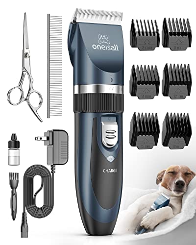 oneisall Dog Shaver Clippers Low Noise Rechargeable Cordless Electric Quiet Hair Clippers Set for Dogs Cats Pets