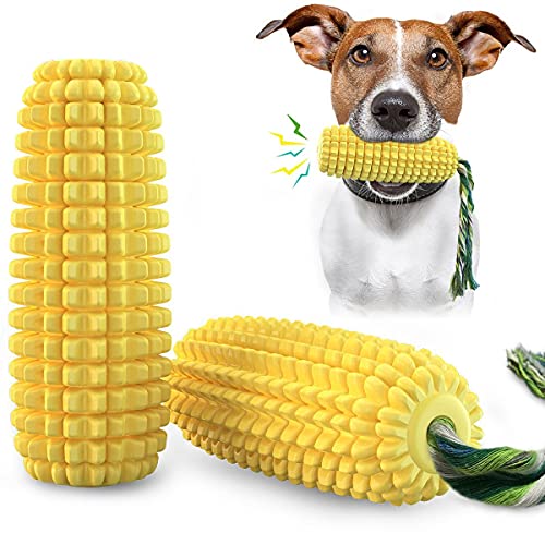 Corn-Shaped Squeaky Dog Toys Puppy Float Toys Dogs Supplies Doggy Chew Cotton Rope Teeth Cleaning Molar Toothbrush Durable Tough New Material