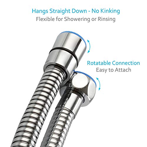 Extra Length Shower Hose 79", Angle Simple Stainless Steel Spray Hose, Flexible Shower Hose No Tangles, Bidet Sprayer Hose, Bathtub Shower Extension Hose 1/2" IPS, Chrome