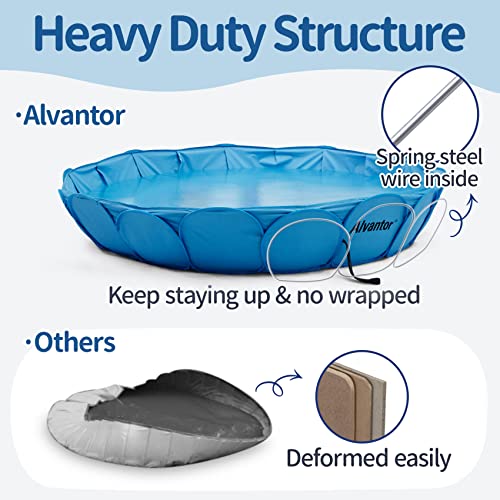 Alvantor Pet Swimming Pool Dog Bathing Tub Kiddie Pools Cat Puppy Shower Spa Foldable Portable Indoor Outdoor Pond Ball Pit 63" x12" Patent Pending