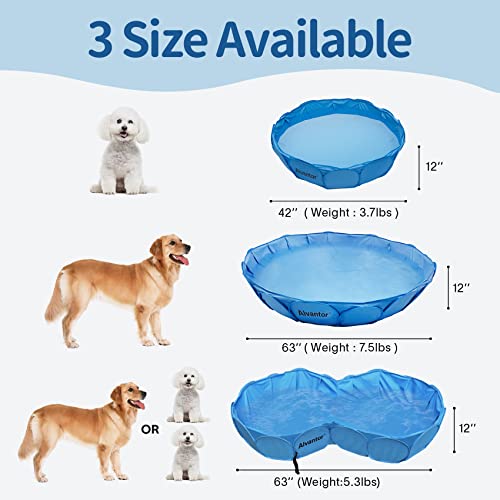 Alvantor Pet Swimming Pool Dog Bathing Tub Kiddie Pools Cat Puppy Shower Spa Foldable Portable Indoor Outdoor Pond Ball Pit 63" x12" Patent Pending
