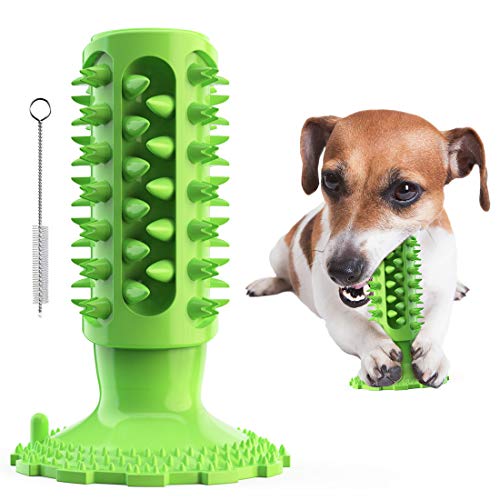 Dog Chew Toys Almost Indestructible Squeaky Dog Toys Durable Bite-Resistant Natural Rubber Teeth Care Dog Toys for Puppy Medium Large Breed Dogs (Green -Chew Toys)
