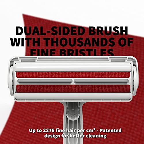 DELOMO Pet Hair Remover Roller - Dog & Cat Fur Remover with Self-Cleaning Base - Efficient Animal Hair Removal Tool - Perfect for Furniture, Couch, Carpet, Car Seat, Red