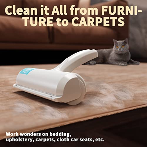 DELOMO Pet Hair Remover Roller - Dog & Cat Fur Remover with Self-Cleaning Base - Efficient Animal Hair Removal Tool - Perfect for Furniture, Couch, Carpet, Car Seat, Red