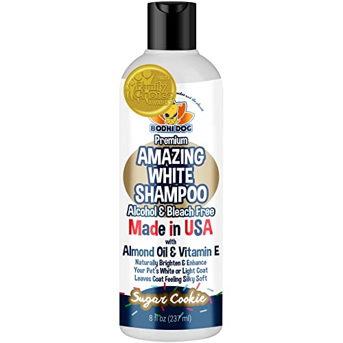 Bodhi Dog Amazing White Shampoo | Whitening Shampoo for Dogs | White Dog Shampoo | Brightens White & Light Coats | Natural Ingredients | Professional Quality (8 Fl Oz)