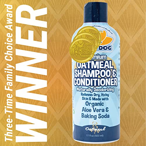 Organic Natural Oatmeal Dog Shampoo and Conditioner | Conditioning Deodorizing Formula for Dogs Cats & Pets | Treatment Wash Soothes Dry Itchy Skin | Aloe for Allergy Relief