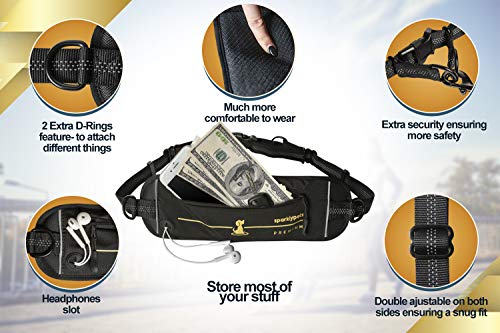 SparklyPets Hands-Free Dog Leash for Medium and Large Dogs – Professional Harness with Reflective Stitches for Training, Walking, Jogging and Running Your Pet (Gold)