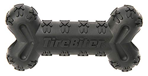 Mammoth TireBiterII Bone with Treat Station â Natural Rubber Dog Toys for Extreme Chewers â Dog Toys for Extra Long Interactive Play â Aggressive Chewer Toys for Dogs - Large 7.25