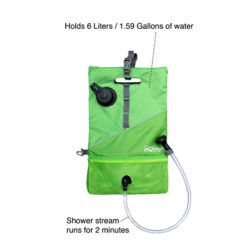 Kurgo Go Shower for Dogs, Camping Shower for Pets, Outdoor Dog Shower, Hiking, Camping, Beach Shower, Portable, Holds 6L of Water, Green