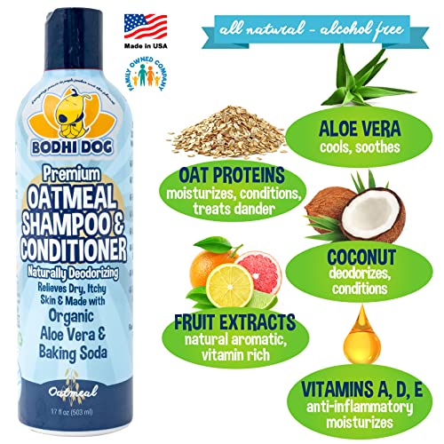 Organic Natural Oatmeal Dog Shampoo and Conditioner | Conditioning Deodorizing Formula for Dogs Cats & Pets | Treatment Wash Soothes Dry Itchy Skin | Aloe for Allergy Relief