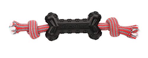Mammoth Pet Products TireBiterII Bone with Extra Cotton-Poly Rope Ã¢â¬â Natural Rubber Dog Toys for Extreme Chewers Ã¢â¬â Aggressive Chewer Toys for Dogs - Large 15Ã¢â¬, Black (35023F)