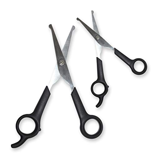 Pets First Pet Grooming Scissors - Body & Facial Trimmer, Stainless Steel Blades - Round Tip Shears for Long, Medium, Short, Thick, Wiry, Curly Hair - Lightweight Cutter for Dogs & Cats - Set of 2
