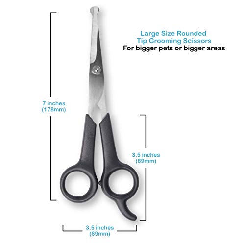Pets First Pet Grooming Scissors - Body & Facial Trimmer, Stainless Steel Blades - Round Tip Shears for Long, Medium, Short, Thick, Wiry, Curly Hair - Lightweight Cutter for Dogs & Cats - Set of 2