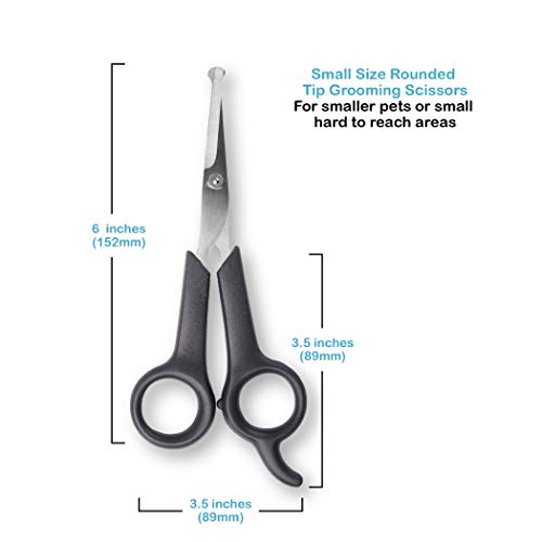Pets First Pet Grooming Scissors - Body & Facial Trimmer, Stainless Steel Blades - Round Tip Shears for Long, Medium, Short, Thick, Wiry, Curly Hair - Lightweight Cutter for Dogs & Cats - Set of 2