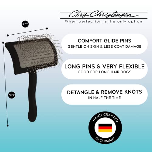 Chris Christensen Big K Dog Slicker Brush, Groom Like a Professional, Fluff Detangle Style, Saves Time Energy, Black, Medium