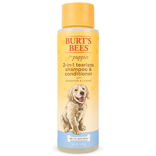 Burt's Bees Dog Shampoo for Puppies, 2 in 1 Shampoo and Conditioner, Buttermilk and Linseed Oil, 16 Oz