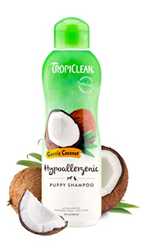 TropiClean Gentle Coconut Hypoallergenic Puppy and Kitten Shampoo, 20oz - Gentle Cleansing for Dogs and Cats with Sensitive Skin, Made in the USA