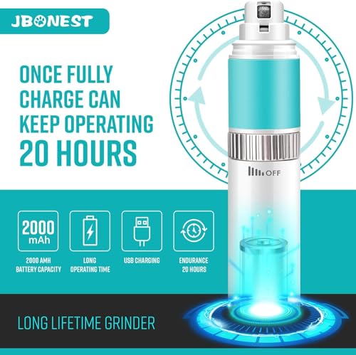 Useeland Dog Nail Grinder Quite with 20h Working Time, Stepless Speeds Rechargeable Pet Claw Trimmer with Clipper and File for Large Medium Small Dogs Cats Pets