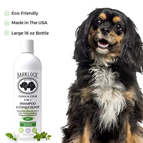 BarkLogic Clean & Clear 2 in 1 Shampoo & Conditioner, Mint, 16 fl oz - Grooming Essentials For A Healthy Coat - No Parabens, No Phthalates, No Sulfates, No DEA & PEG, Hypoallergenic & Vegan