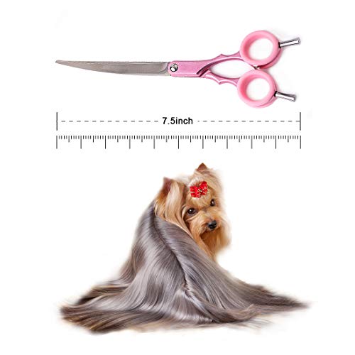 TooSharp Dogs Grooming Curved Scissor - 7.5 Inch Pet Grooming Shear for Professional Groomer, Made of Japanese 440C Stainless Steel