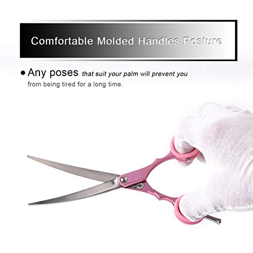 TooSharp Dogs Grooming Curved Scissor - 7.5 Inch Pet Grooming Shear for Professional Groomer, Made of Japanese 440C Stainless Steel