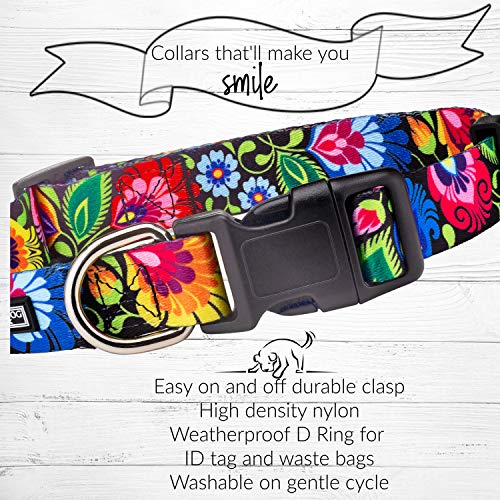 Lucky Love Vivid Floral Dog Collar for Large Female Dogs