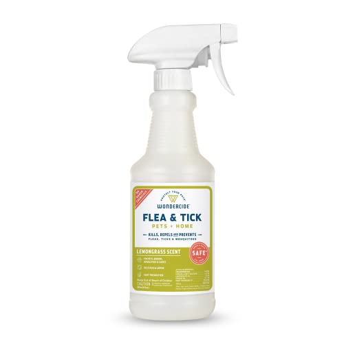 Wondercide - Flea, Tick and Mosquito Spray for Dogs, Cats, and Home - Flea and Tick Killer, Control, Prevention, Treatment - with Natural Essential Oils - Pet and Family Safe â Lemongrass 16 oz