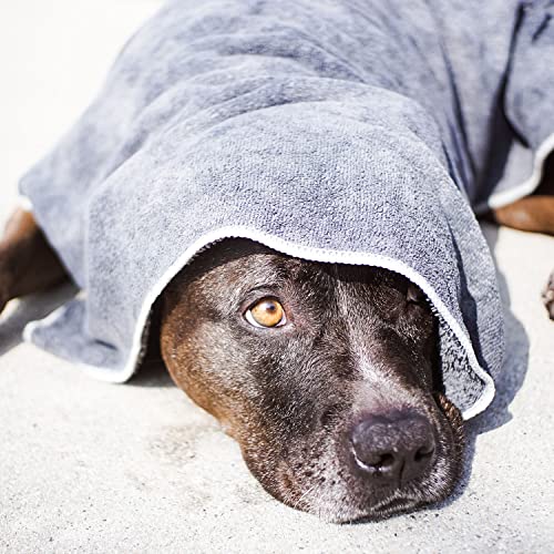 Wooflinen Microfiber Pet Bath Towel, 2-Pack, Ultra-Absorbent, Double Density, Machine Washable for Dogs and Cats