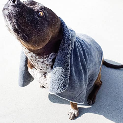 Wooflinen Microfiber Pet Bath Towel, 2-Pack, Ultra-Absorbent, Double Density, Machine Washable for Dogs and Cats