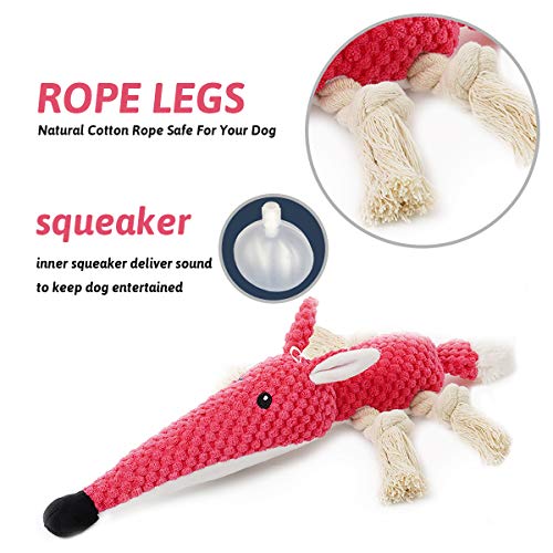 KOL OL Dog Plush Toys Dog Chew Toys Pet Squeaky Toys with Crinkle Paper, Interactive, Chewing and Durable Toys for Puppy Dogs and Medium Dogs.(Mouse)