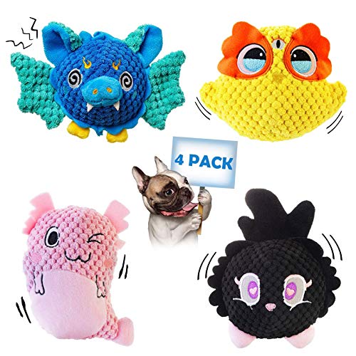 Squeaky Dog Toys, Cute Puppy Toys, Stuffed Durable Plush Dog Chew Toys with Crinkle Sound, Soft Pet Toy for Small and Medium Dogs