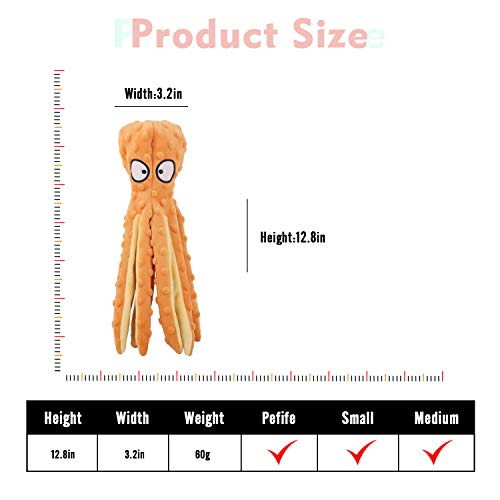 LUFFWELL Durable Dog Squeaky Toys, 2 Pack No Stuffing Plush Crinkle Toys, Animal Chew Toy Interactive with Squeaker for Small Medium Large Dogs, Octopus Design 12.5â