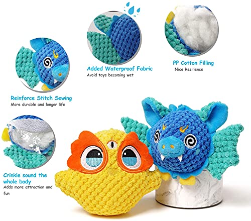 Squeaky Dog Toys, Cute Puppy Toys, Stuffed Durable Plush Dog Chew Toys with Crinkle Sound, Soft Pet Toy for Small and Medium Dogs