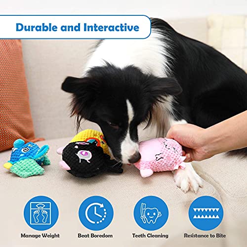 Squeaky Dog Toys, Cute Puppy Toys, Stuffed Durable Plush Dog Chew Toys with Crinkle Sound, Soft Pet Toy for Small and Medium Dogs