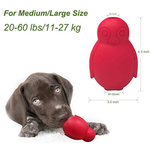 Penguin Durable Dog Chew Toys, Freezable Stuffable Puppy Treat Dispensing Chew Toys, Natural Rubber Interactive Puzzle Game Dog Toys for Small Medium Large dogs, Fun to Chase and Fetch, Beef Flavor