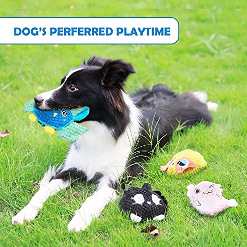 Squeaky Dog Toys, Cute Puppy Toys, Stuffed Durable Plush Dog Chew Toys with Crinkle Sound, Soft Pet Toy for Small and Medium Dogs