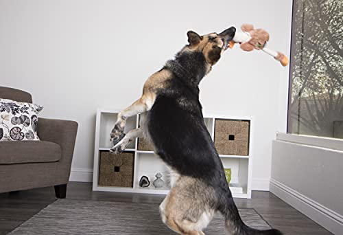 goDog Checkers Skinny Rooster With Chew Guard Technology Tough Plush Dog Toy,Brown, Large